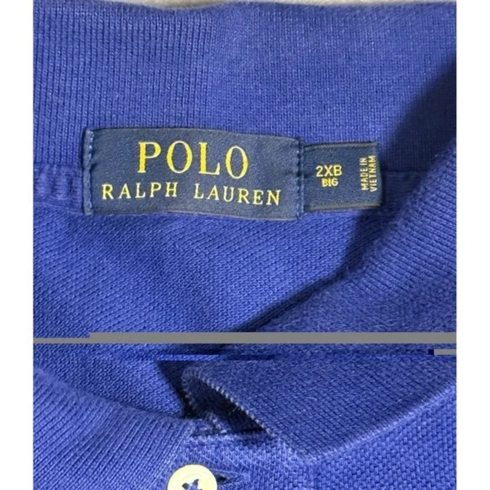Polo Ralph Lauren Men's 2XB Blue Long Sleeve Cotton Polo Shirt Collared 2 Button